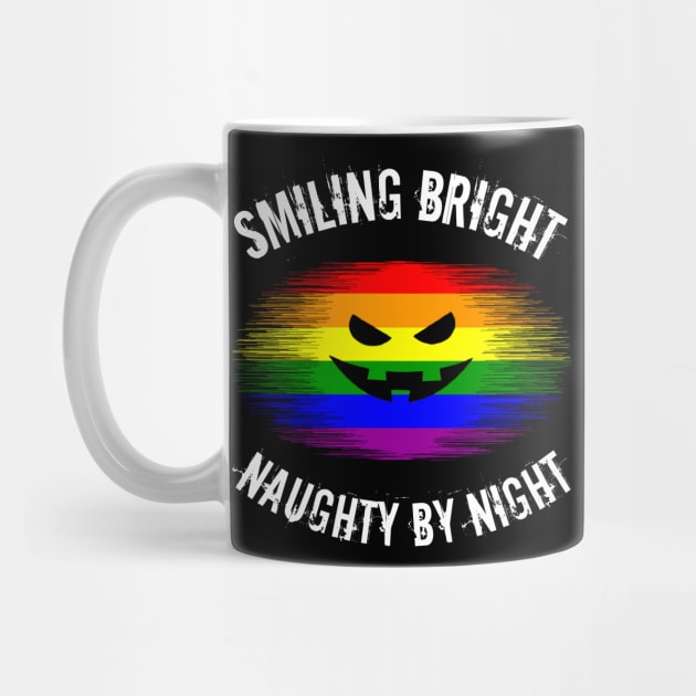 LGBTQ Fall Halloween Gay Lesbian Pride Pumpkin Jack O Lantern Face Naughty By Night by egcreations